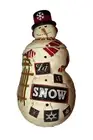 Park Designs Let It Snow Ceramic Snowman Cookie Jar 13"x 7"x 7" Sled Snowflakes