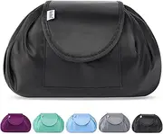 Lazy Drawstring Makeup Bags, Large Capacity Waterproof Travel Portable Cosmetic Bag Pouch Makeup Pouch Storage Organiser for Women Girl, Light Black, 20 Inch, drawstring makeup bag