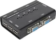 VGA KVM Switch 4 Port, USB VGA KVM Switcher for 4 Computers, Share 1 Monitor 3 USB Devices, Keyboard Mouse Scanner Printer, Including 4 KVM Cables & Desktop Control