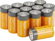 Amazon Basics 12 Pack C Cell All-Purpose Alkaline Batteries, 5-Year Shelf Life, Easy to Open Value Pack