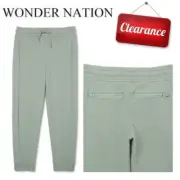Wonder Nation Boys size 2XL 18 Jogger Pants GREEN Stretch Reinforced Knee NWT