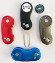 2 Prong Switchblade GOLF DIVOT REPAIR TOOL Red + Ballmark PHILADELPHIA EAGLES