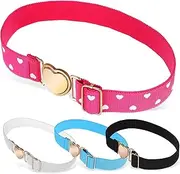 [WRITWAA] 4 Pack Kids Elastic Belt Set Decorative Belts for Girls Toddler Waist Belt Heart Buckle
