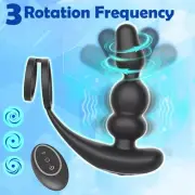 Rotating Anal Vibrator Cock Ring Prostate Massager Butt Plug Men Couples Sex Toy