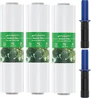 FugaCity Stretch Wrap Film-15 in 1000 FT 60 Gauge Shrink Wrap for Furniture Wrapping Shipping, Moving Supplies Clear Plastic Wrap, Heavy Duty Industrial Strength,500% Stretch (3 Roll with Handles)