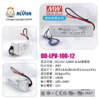 在飛比找Yahoo!奇摩拍賣優惠-阿囉哈LED【DD-LPV-100-12】DC12V-100