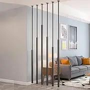 Wall Privacy Screen Protector, Metal Slats Paravent Partition Separator, 155-300cm (Black) Wall Separation for Office Bedroom, Room Divider Screen Post Junvstor(7pcs-E,300cm/118.11in/9.84ft)