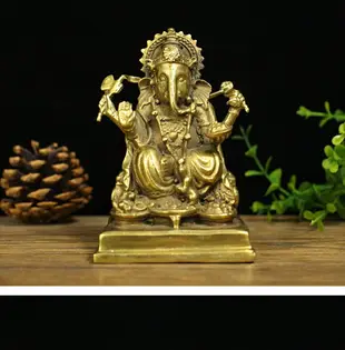 純銅象鼻財神擺件泰國象神伽內什象鼻天印度紅財神泰式裝飾工藝品
