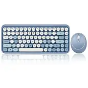 [New] Perixx PERIDUO-713BL Wireless Mini Keyboard and Mouse Combo - Retro Round