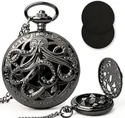 Infinity Guard Mini DND Dice Set with Pocket Watch Shell, 7PCS Polyhedral Metal Dice Set Perfect for Dungeons and Dragons Gifts, MTG, Role Playing Board Games Accessory (ZY01-Black)