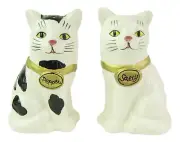Cat Salt & Pepper Shakers Ceramic Black & White ONE ONLY