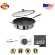 Premium 316L Nonstick Stainless Steel Frying Pan - 7QT Capacity with Lid