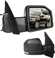 Right Passenger Side Door Mirror Fits 2015-2021 F150 Mirror with Power Adjustable and Heated Glass,LED Turn Signal Light，Manual Folding (6Pins)