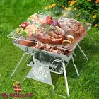 Grillz Camping Stove Fire Pit BBQ 2-in-1 Grill Outdoor Portable Stainless Steel