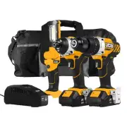 JCB Tools - 20V, 3-Piece Power Tool Kit - Hammer Drill Driver, Impact Driver,...