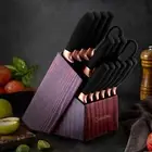Kitchen Knife Set with Block, Professional Stainless 15pcs Knife Sets Sharpener
