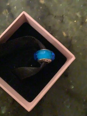 Pandora Charm Authentic Ale 925 Sterling Silver Blue Bubble Murano Glass Bead