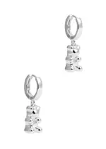 Crystal Haze Nostalgia Bear Silver-plated Hoop Earrings ONE SIZE