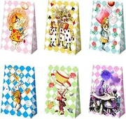 Htabiol Alice in Wonderland Gift Bags for Presents, 24pcs Alice in Wonderland Party Favors Goodie Bags with Sealing Sticker, Fit for Girl's Onederland 1st Birthday, Mad Hatter Tea Party Decorations