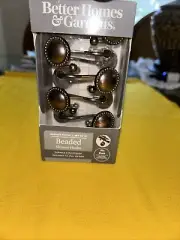 NEW! Better Homes and Gardens Beaded Shower Hooks, Bronze, Set of 12