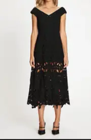 BNWT ALICE MCCALL BLACK BAUDELAIRE MIDI DRESS - SIZE 4 AU/0 US (RRP $550)