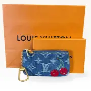 Louis Vuitton x Takashi Murakami Cherry Denim Key Pouch [New Unused w Tag]