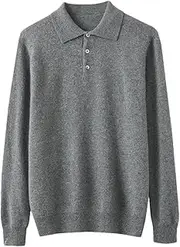 [Zadaos] 100% Solid Cashmere Sweater Men's Pullovers Autumn Loose Casual Tops Knit Base Shirt Jacket Gray M