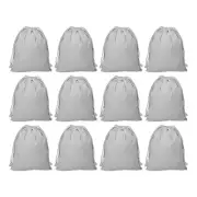 12pcs 100% Cotton Reusable Drawstring Bags, 7x10" Dust Bags, Light Gray
