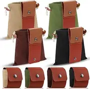 4 Pcs Foraging Bag with Durable Material, Portable Canvas Bag, Collapsible Leather Canvas Pouch, Small Leather Pouch, Hiking Pouch for Outdoor Traveling Camping (4 Colour, 21 * 21 CM) ﻿