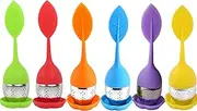 Dwwffer 6 Pack Silicone Tea Infusers,Silicone Handle Stainless Steel Strainer,Loose Tea Steeper for Tea Cups,Mugs and Teapots-6Colors