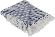 DII Modern Farmhouse Cotton Herringbone Blanket Throw with Fringe for Chair, Couch, Picnic, Camping, Beach, & Everyday Use, 50 x 60 - French Blue