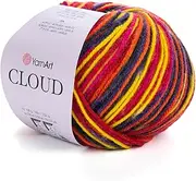 YARNART Multicolor Wool Acrylic Yarn- Rainbow Medium Size (4) Yarn 100 GR, 3.52 Oz, 251 Yard for Autumn- Winter Projects, Suitable for Sweaters, Scarves, Blouses Knitting Projects (Pack of 1) (5306)