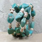 Santo Domingo-Native American-Turquoise & Heishi Wrap Bracelet-Jeanette Calabaza