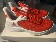 NEW Sz 10.5 Men's Under Armour Curry Flow 9 Basketball White Red 3025631-100