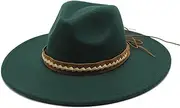 [Hcclijo] Winter Fedora Hats for Women Big Brim 9.5CM Felt Top Hat Vintage Jazz Hat Panama Men Dress Hats