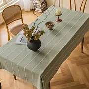 Zobesta Linen Table Cloth Cotton Linen Tablecloth for Rectangle Tables, Heavy Weight Washable Farmhouse Soft Tablecloth for Kitchen Dinning Party (Sage Green, 53 x 70 Inch)