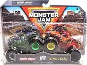 Monster Jam Die-Cast Monster Trucks, 1:64 Scale, Kids Toys for Ages 3 and up 2 Pack Series 24 (Grave Digger vs El Toro Loco)