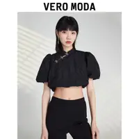 在飛比找ETMall東森購物網優惠-Vero Moda國潮旗袍領泡泡袖上衣