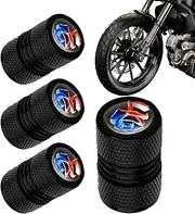 Tire Valve Caps | 4 Pack Valve Caps Tire Stem Caps - Aluminum Alloy Black Tire Valve Caps, Tire Air Cap for SUVs, Trucks, Bikes