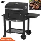 Parrilla Asador De Carbón Resistente Portatil De 24 Pulgadas Con Ruedas Negro