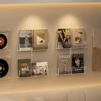 在飛比找Yahoo!奇摩拍賣優惠-kaman壓克力置物架壁掛式書本雜誌架免打孔牆上繪本收納展示