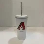 Arizona Diamondbacks MLB White 20oz Insulated Tumbler Screw Lid Straw New