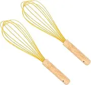 BEBEMOKO 2pcs Silicone Whisk Manual Egg Blender Kitchen Hand Mixer for Baking Food Grade Silicone Beater with Comfortable Grip for Easy Mixing and Stirring