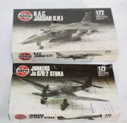 2- AirFix Plane Models, BAC Jaguar GR1 ,and Junkers JU 87B-2 Stuka, 1/72 Kits