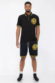 Men’s 2-piece Short Set Polo T-Shirt with Matching Comport Flexiable Shorts NEW