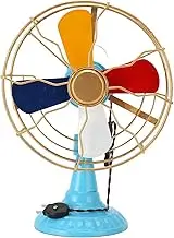 PerGar Retro Style Table Fan Model, Metal Ornament Decor, Wide Base Antique Desk Fan for Showcase Hallway Decoration