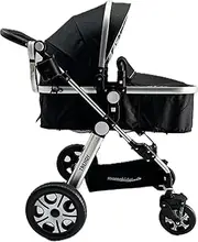 Mama KIDDIES Trendy Convertible 2in1 Aluminium Alloy Pram Stroller Bassinet Rain Cover, Foot Cover, Cup Holder, Inner Cushion, Mosquito Net Included