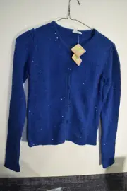 2013 Crazy 8 Gymboree GIRLS XL 14 Knit Button Cardigan Sweater Blue Sequins NEW