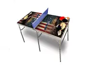 American Bald Eagle Portable Tennis Ping Pong Folding Table w/Accessories