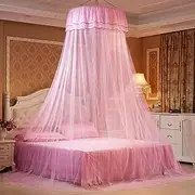 Breathable Round Canopy Lace Net Bed Curtain Netting - Bed Net (Pink)